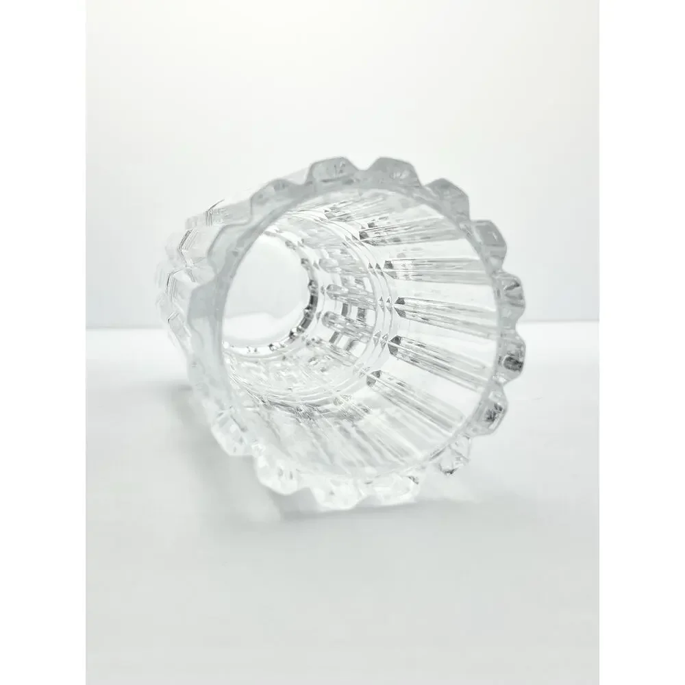 Vintage French Contemporary Postmodern-Style Cylinder Column Cut Crystal Vase 9”